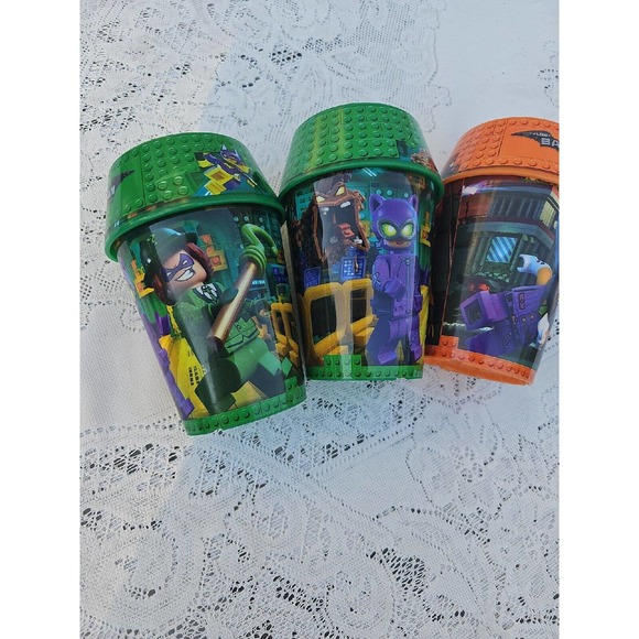 McDonalds LEGO Batman Movie Cups (2017) LOT of 3 Orange 2 Green‎ - Picture 1 of 5